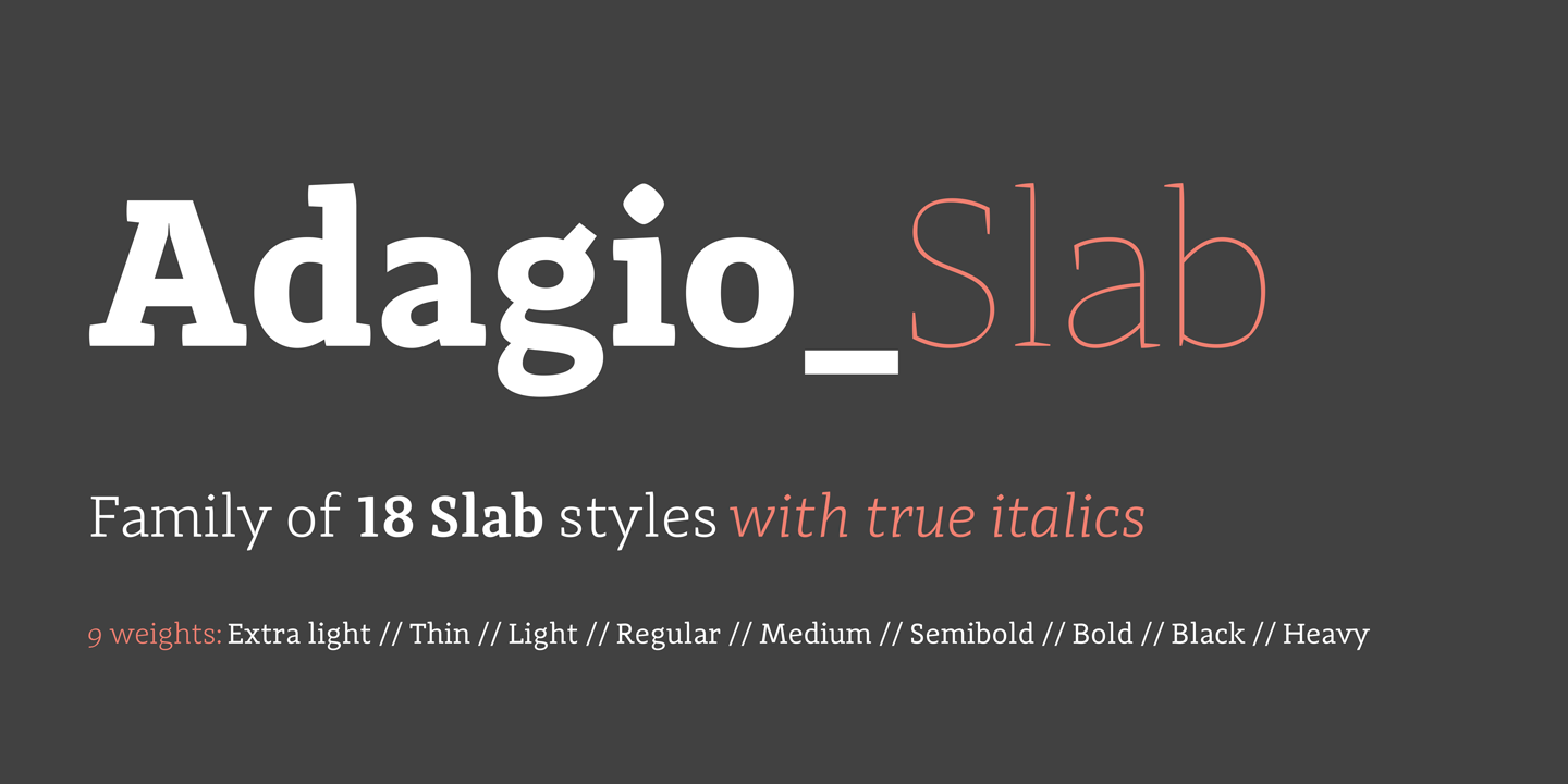 Adagio Slab Extra Light italic Font preview
